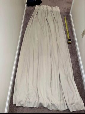 Custom Pinch Pleat Linen Curtain Panels. Beige . (4) panels-dimensions in photos